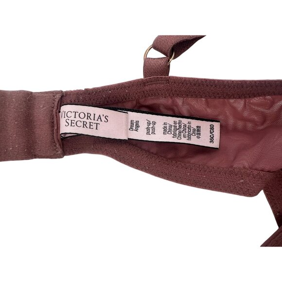 Victorias Secret Dream Angels Sexy Metallic Mauve Pink Lace Push Up Bra 36C/34D - Picture 12 of 16